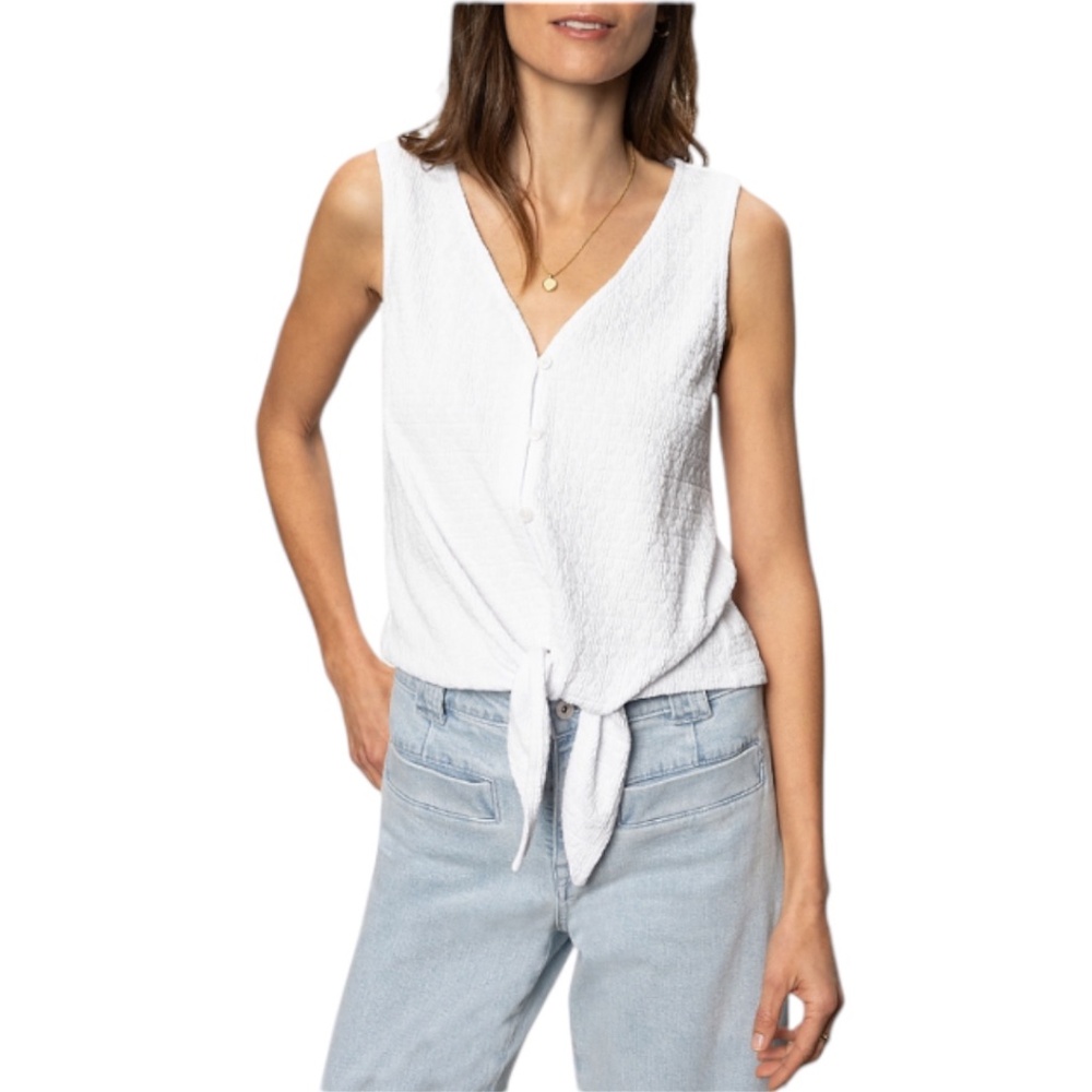 Relaxed Resort Style Sanctuary Textured‎ Tie Front Button-Up Tank Sz Xlarge